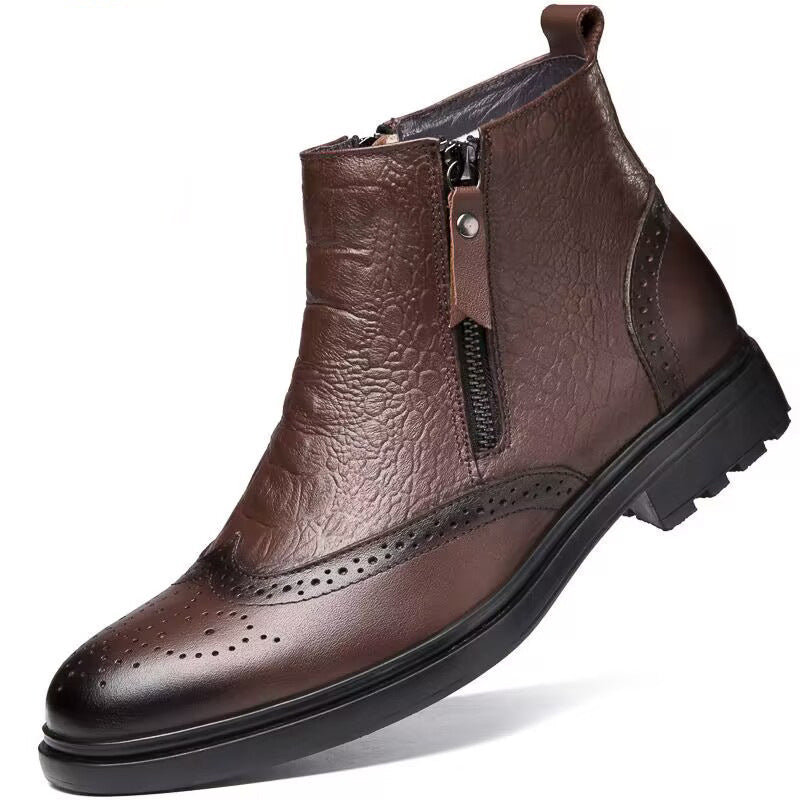 Trendy High-Top Leather Boots - Xtra Inches™ Collection