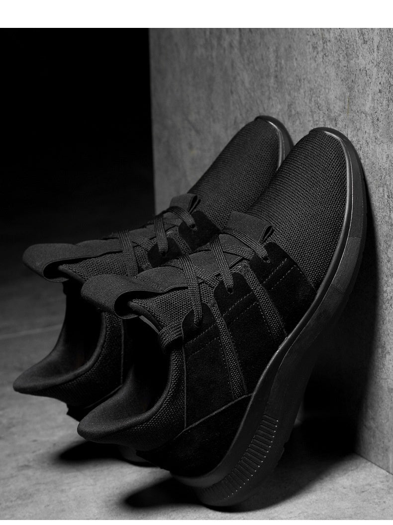 Breathable Black Mesh Sports Shoes - Xtra Inches™ Flex Collection