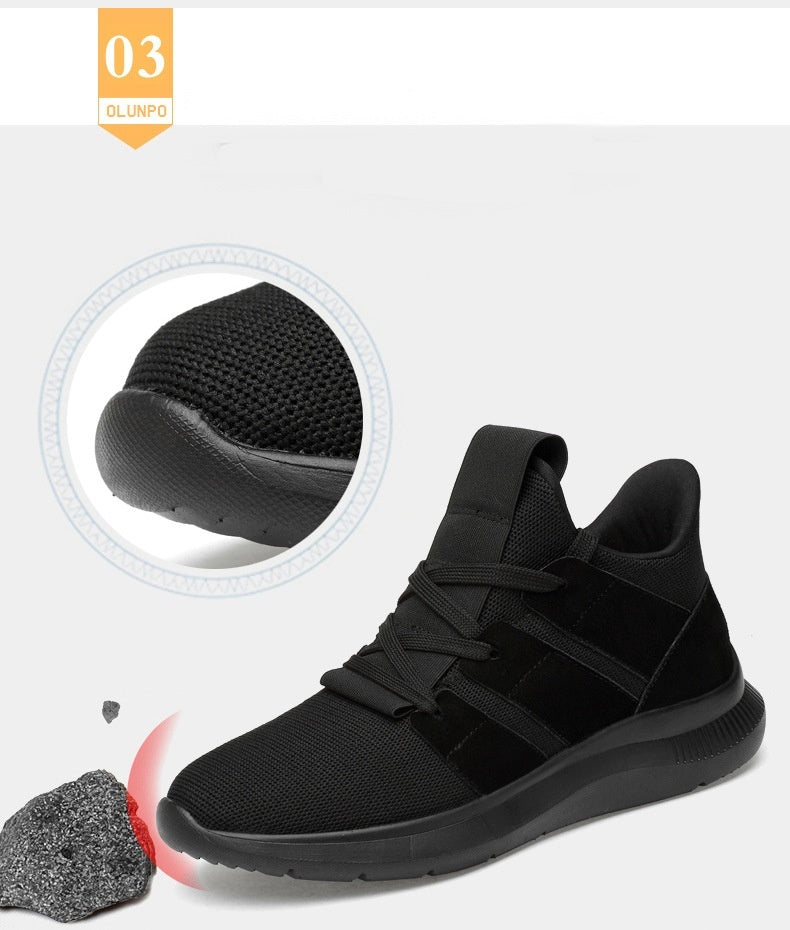 Breathable Black Mesh Sports Shoes - Xtra Inches™ Flex Collection