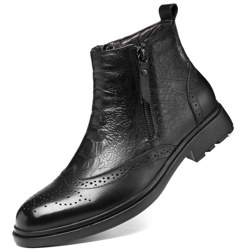 Trendy High-Top Leather Boots - Xtra Inches™ Collection