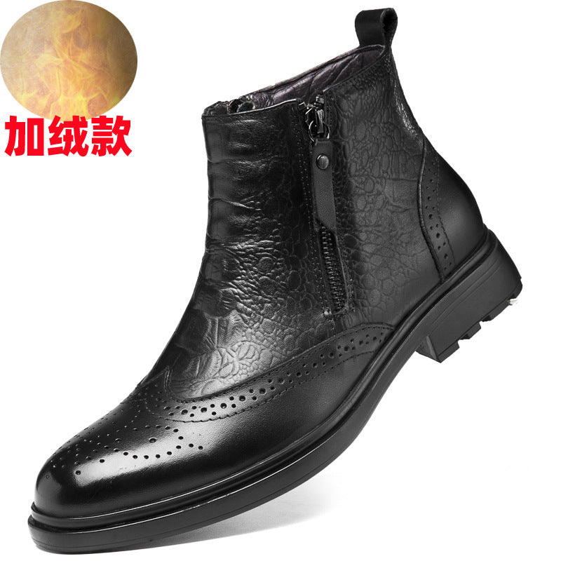 Trendy High-Top Leather Boots - Xtra Inches™ Collection