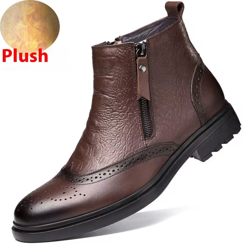 Trendy High-Top Leather Boots - Xtra Inches™ Collection