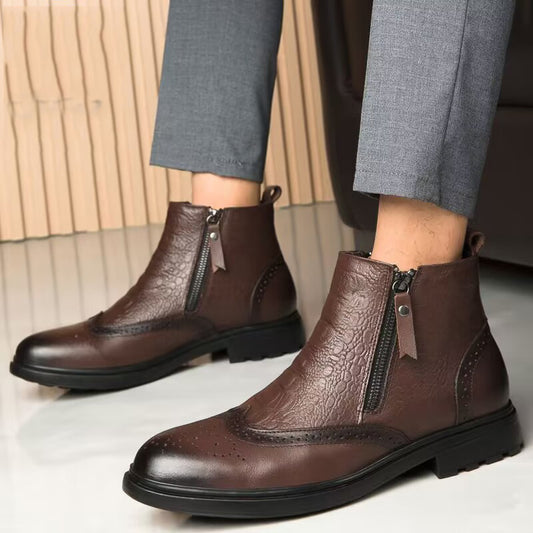 Trendy High-Top Leather Boots - Xtra Inches™ Collection