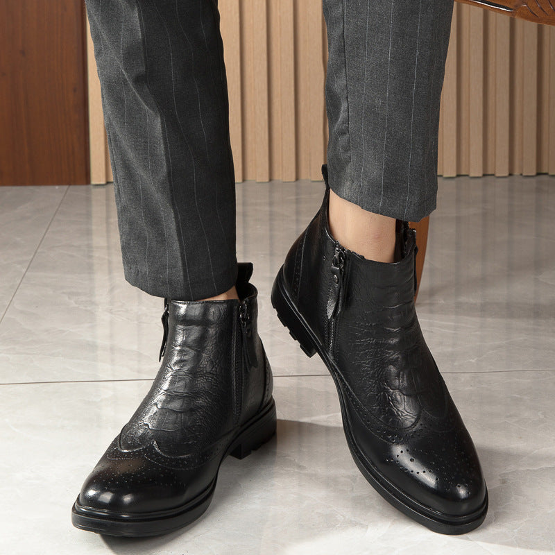 Trendy High-Top Leather Boots - Xtra Inches™ Collection