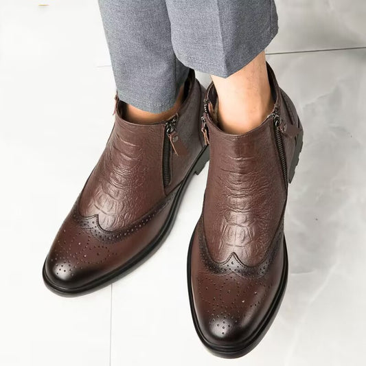 Trendy High-Top Leather Boots - Xtra Inches™ Collection