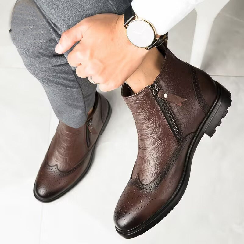 Trendy High-Top Leather Boots - Xtra Inches™ Collection