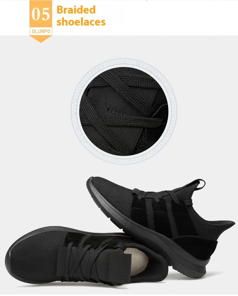 Breathable Black Mesh Sports Shoes - Xtra Inches™ Flex Collection