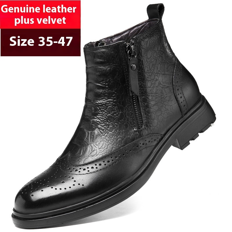 Trendy High-Top Leather Boots - Xtra Inches™ Collection